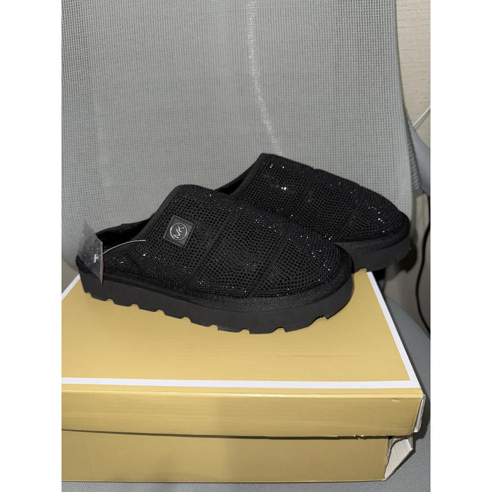 Michael Kors winnie Slipper Black Suede Hot Fix Stones- Size 8M - New